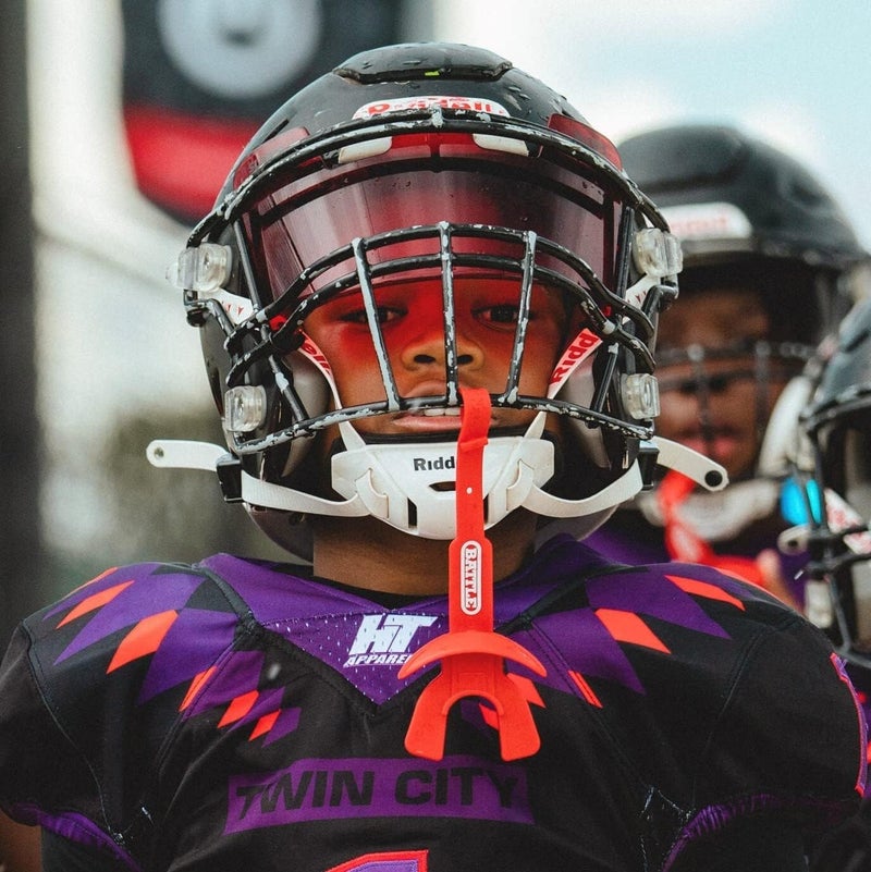 Battle Sports Speed Football Mouthguard with Strap - Oxygen Football Mouthguard Superior Airflow & Better Performance, Maximum Breathability - Neon Pink - Image 5